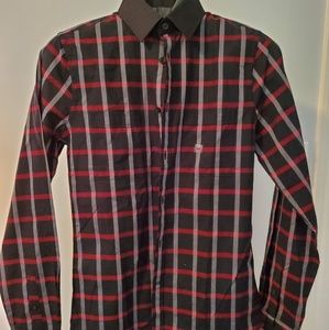 Express Fitted Check Button Down XS